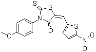 结构式 CAS# 346640-08-2, 3-(4-甲氧基苯基)-5-[(5-硝基-2-噻吩基)亚甲基]-2-硫代-4-噻唑烷酮