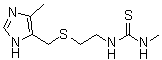 structure of CAS# 34839-70-8, Metiamide;N-Methyl-N'-[2-((5-methyl-4-imidazolyl)methylthio)ethyl]thiourea; NSC 307755; SKF 92058