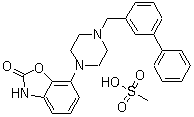 structure of CAS# 350992-13-1, Bifeprunox mesylate;DU 127090; 7-[4-([1,1'-Biphenyl]-3-ylmethyl)-1-piperazinyl]-2(3H)-benzoxazolone monomethanesulfonate