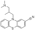 structure of CAS# 3546-03-0, Cyamemazine;2-Cyano-10-(3-dimethylamino-2-methylpropyl)phenothiazine; 7204 R. E.; 7204 RP; Ciamatil; Cianatil; Cyamemazin; Cyamemazine; Cyamepromazine; Cyamepromezine; F. I. 6229; Kyamepromazine; R.P. 7204; TH 2602; Tercian