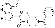 结构式 CAS# 357263-13-9, BMS 378806; 1-[(2R)-4-苯甲酰基-2-甲基-1-哌嗪基]-2-(4-甲氧基-1H-吡咯并[2,3-b]吡啶-3-基)-1,2-乙二酮