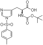 structure of CAS# 35899-43-5, Boc-L-Histidine(Tosyl);N-tert-Butoxycarbonyl-N(imidazole)-(4-toluenesulfonyl)-L-histidine; Boc-His(Tos)-OH