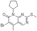structure of CAS# 362656-25-5, 6-Bromo-8-cyclopentyl-5-methyl-2-methylsulfanyl-8H-pyrido[2,3-d]pyrimidin-7-one