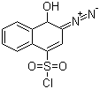 结构式 CAS# 36451-09-9, 2-重氮-1-萘酚-4-磺酰氯; 3-重氮-4-氧-3,4-二氢-1-萘磺酰氯