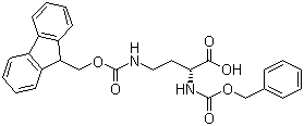 structure of CAS# 369611-58-5, N-Cbz-N'-Fmoc-D-2,4-Diaminobutyric acid;(2R)-4-[[(9H-Fluoren-9-ylmethoxy)carbonyl]amino]-2-[[(phenylmethoxy)carbonyl]amino]butanoic acid
