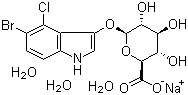 结构式 CAS# 370100-64-4, 5-溴-4-氯-1H-吲哚-3-基 beta-D-葡萄糖苷酸钠盐水合物