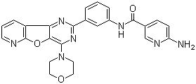 structure of CAS# 371942-69-7, YM 201636;6-Amino-N-[3-[4-(4-morpholinyl)pyrido[3',2':4,5]furo[3,2-d]pyrimidin-2-yl]phenyl]-3-pyridinecarboxamide
