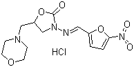 结构式 CAS# 3759-92-0, 盐酸呋喃它酮; 5-(吗啉甲基)-3-[[(5-硝基-2-呋喃基)亚甲基]氨基]恶唑啉-2-酮盐酸盐
