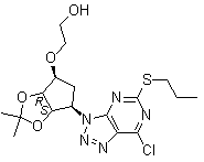structure of CAS# 376608-75-2, 2-[[(3aR,4S,6R,6aS)-6-[7-Chloro-5-(propylthio)-3H-1,2,3-triazolo[4,5-d]pyrimidin-3-yl]tetrahydro-2,2-dimethyl-4H-cyclopenta-1,3-dioxol-4-yl]oxy]-ethanol
