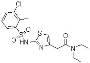 structure of CAS# 376638-65-2, 2-[2-[[(3-Chloro-2-methylphenyl)sulfonyl]amino]-1,3-thiazol-4-yl]-N,N-diethylacetamide