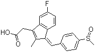 结构式 CAS# 38194-50-2, 舒林酸; (Z)-5-氟-2-甲基-1-[4-(甲亚硫酰苯基)亚甲基]-1H-茚-3-醋酸