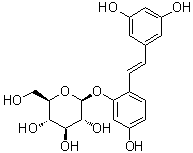 structure of CAS# 392274-22-5, Oxyresveratrol 2'-O-beta-D-glucopyranoside;2-[(1E)-2-(3,5-Dihydroxyphenyl)ethenyl]-5-hydroxyphenyl beta-D-glucopyranoside; Oxyresveratrol 2-O-beta-D-glucopyranoside