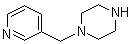 structure of CAS# 39244-80-9, 1-(3-Pyridylmethyl)piperazine;1-(Pyridin-3-ylmethyl)piperazine