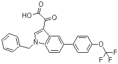 structure of CAS# 393105-53-8, Tiplaxtinin;PAI 039; Tiplasinin; alpha-Oxo-1-(phenylmethyl)-5-[4-(trifluoromethoxy)phenyl]-1H-indole-3-acetic acid