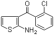 结构式 CAS# 40017-58-1, 2-氨基-3-(2-氯苯甲酰基)噻吩