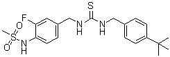 structure of CAS# 401907-26-4, N-[4-[[[[[[4-(1,1-Dimethylethyl)phenyl]methyl]amino]thioxomethyl]amino]methyl]-2-fluorophenyl]methanesulfonamide;JYL 1421; SC 0030; SC 0030 (pharmaceutical)
