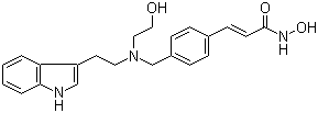 structure of CAS# 404951-53-7, Dacinostat;3-[4-[N-(2-Hydroxyethyl)-N-[2-(1H-indol-3-yl)ethyl]aminomethyl]phenyl]-2(E)-propenohydroxamic acid