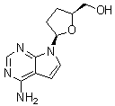 结构式 CAS# 40627-30-3, (2S,5R)-5-(4-氨基-7H-吡咯并[2,3-d]嘧啶-7-基)四氢-2-呋喃甲醇