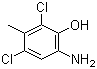 structure of CAS# 40677-44-9, 6-Amino-2,4-dichloro-3-methylphenol;2-Amino-4,6-dichloro-5-methylphenol; 6-Amino-2,4-dichloro-m-cresol