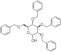 structure of CAS# 4132-28-9, 2,3,4,6-Tetra-O-benzyl-D-glucopyranose;(3R,4S,5R,6R)-3,4,5-tris(phenylmethoxy)-6-(phenylmethoxymethyl)oxan-2-ol