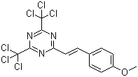 structure of CAS# 42573-57-9, 2,4-Bis(trichloromethyl)-6-(4-methoxystyryl)-1,3,5-triazine;2-(4-Methoxystyryl)-4,6-bis(trichloromethyl)-s-triazine; 2-(4-Methoxystyryl)-4,6-bis(trichloromethyl)-1,3,5-triazine