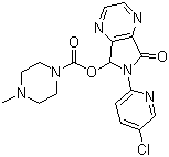 结构式 CAS# 43200-80-2, 佐匹克隆; (5RS)-6-(5-氯吡啶-2-基)-7-[(4-甲基哌嗪-1-基)羰氧基]-5,6-二氢吡咯并[3,4-b]吡嗪-5-酮