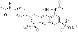 structure of CAS# 4321-69-1, Acid Naphthol Red 6B;Disodium 5-acetamido-3-(4-acetamidophenyl)azo-4-hydroxynaphthalene-2,7-disulphonate