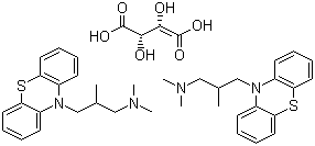 structure of CAS# 4330-99-8, Trimeprazine tartrate ;Alimemazine tartrate; N,N,2-Trimethyl-3-phenothiazin-10-yl-propan-1-amine tartrate