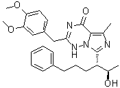 structure of CAS# 439083-90-6, BAY 607550;Bay 60-7550; 2-[(3,4-Dimethoxyphenyl)methyl]-7-[(1R)-1-[(1R)-1-hydroxyethyl]-4-phenylbutyl]-5-methylimidazo[5,1-f][1,2,4]triazin-4(1H)-one