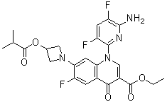 结构式 CAS# 442526-91-2, 1-(6-氨基-3,5-二氟吡啶-2-基)-6-氟-7-[3-(异丁酰氧基)氮杂环丁烷-1-基]-4-氧代-1,4-二氢喹啉-3-羧酸乙酯
