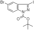 结构式 CAS# 459133-68-7, 5-溴-3-碘-1H-吲唑-1-羧酸叔丁酯