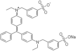 structure of CAS# 4680-78-8, Aci Gree 3;N-Ethyl-N-[4-[[4-[ethyl[(3-sulfophenyl)methyl]amino]phenyl]phenylmethylene]-2,5-cyclohexadien-1-ylidene]-3-sulfobenzenemethanaminium inner salt sodium salt; Guinea Green B