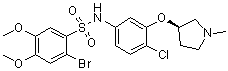 structure of CAS# 474960-44-6, 2-Bromo-N-[4-chloro-3-[[(3R)-1-methyl-3-pyrrolidinyl]oxy]phenyl]-4,5-dimethoxybenzenesulfonamide;SB 657510