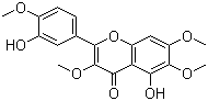 结构式 CAS# 479-91-4, 蔓荆子黄素; 5-羟基-2-(3-羟基-4-甲氧基苯基)-3,6,7-三甲氧基苯并吡喃-4-酮