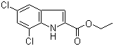 结构式 CAS# 4792-70-5, 5,7-二氯-1H-吲哚-2-甲酸乙酯