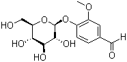 structure of CAS# 494-08-6, Glucovanillin;4-(beta-D-Glucopyranosyloxy)-3-methoxybenzaldehyde