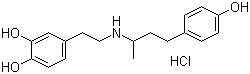 structure of CAS# 49745-95-1, Dobutamine hydrochloride;4-[2-[[3-(4-Hydroxyphenyl)-1-methylpropyl]amino]ethyl]-1,2-benzenediol hydrochloride