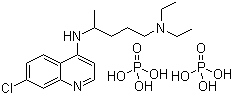 structure of CAS# 50-63-5, Chloroquine diphosphate ;N-(7-Chloro-4-quinolinyl)-N,N-dimethyl-1,4-pentanediamine diphosphate salt