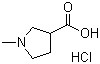 结构式 CAS# 50585-87-0, 1-甲基-3-吡咯烷甲酸盐酸盐