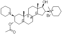 structure of CAS# 50587-95-6, Vecuronium Bromide Related Compound B;1-[(2beta,3alpha,5alpha,16beta,17beta)-3-(Acetyloxy)-17-hydroxy-2-(1-piperidinyl)androstan-16-yl]-1-methylpiperidinium bromide