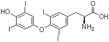 结构式 CAS# 51-48-9, L-甲状腺素; O-(4-羟基-3,5-二碘苯基)-3,5-二碘-L-酪氨酸