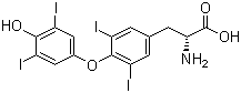 structure of CAS# 51-49-0, D-Thyroxine ;D-2-Amino-3-[4-(4-hydroxy-3,5-diiodo-phenoxy)-3,5-diiodo-phenyl]-propanoic acid