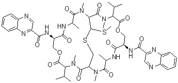 structure of CAS# 512-64-1, Quinomycin A;9,22-Dioxa-28-thia-2,5,12,15,18,25-hexaazabicyclo[12.12.3]nonacosane cyclic peptide deriv.; Antibiotic A 654I; NSC 13502; NSC 526417; SK 302B