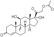 structure of CAS# 514-36-3, Fludrocortisone acetate;[2-[(9S)-9-Fluoro-11,17-dihydroxy-10,13-dimethyl-3-oxo-1,2,6,7,8,11,12,14,15,16-decahydrocyclopenta[a]phenanthren-17-yl]-2-oxo-ethyl] acetate