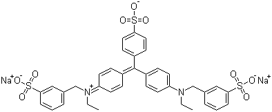 structure of CAS# 5141-20-8, Light Green SF;Dihydrogen (ethyl)[4-[p-[ethyl(m-sulphonatobenzyl)amino]-p'-sulphonatobenzhydrylene]cyclohexa-2,5-dien-1-ylidene](m-sulphonatobenzyl)ammonium disodium salt