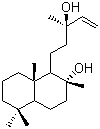structure of CAS# 515-03-7, Sclareol;(1R,2R,8aS)-Decahydro-1-(3-hydroxy-3-methyl-4-pentenyl)-2,5,5,8a-tetramethyl-2-naphthol