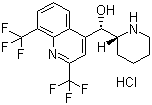 结构式 CAS# 51773-92-3, 盐酸甲氟喹; 盐酸六氟哌喹; (2R)-(+/-)-alpha-2-哌啶基-2,8-双三氟甲基-4-喹啉甲醇单盐酸盐