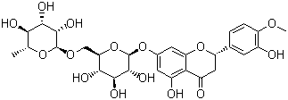 structure of CAS# 520-26-3, Hesperidin;(S)-7-[[6-O-(6-Deoxy-alpha-L-mannopyranosyl)-beta-D-glucopyranosyl]oxy]-2,3-dihydro-5-hydroxy-2-(3-hydroxy-4-methoxyphenyl)-4H-1-benzopyran-4-one; Vitamin P