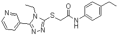 structure of CAS# 525582-84-7, N-(4-Ethylphenyl)-2-[[4-ethyl-5-(3-pyridinyl)-4H-1,2,4-triazol-3-yl]thio]acetamide;VUAA 1