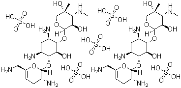 structure of CAS# 53179-09-2, Sisomicin sulfate;Baymicin; Extramycin; Mensiso; Sisobiotic; Sisolline; Sisomin; Sisomycin sulfate; Sissomicin sulfate; O-3-Deoxy-4-C-methyl-3-(methylamino)-beta-L-arabinopyranosyl-(1-6)-O-[2,6-diamino-2,3,4,6-tetradeoxy-alpha-D-glycero-hex-4-enopyranosyl-(1-4)]-2-deoxy-D-streptamine sulfate